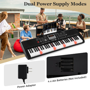 61 Keys Portable Keyboard for Beginners Electric Piano Keyboard Kit with 200 Rhythms and 200 Tones-Black view 9