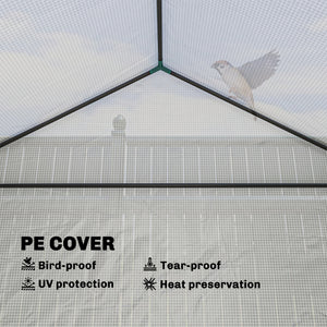 Greenhouse with Raised Garden Bed, Galvanized Metal Planter Box with PE Cover, Roll Up Door – view 12