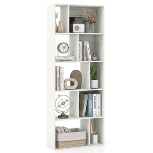 63 Inch 5-Tier Geometric 10-Cube Bookshelf Tall Bookcase-White view 4
