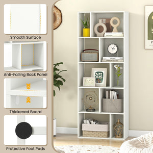 63 Inch 5-Tier Geometric 10-Cube Bookshelf Tall Bookcase-White view 6