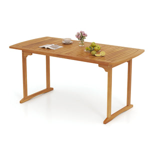 63 inch Outdoor Dining Table with Umbrella Hole and Slatted Tabletop view 7