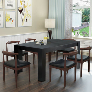 63 Inch Rectangular Modern Dining Kitchen Table for 6 People-Black view 3