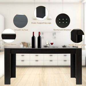 63 Inch Rectangular Modern Dining Kitchen Table for 6 People-Black view 5