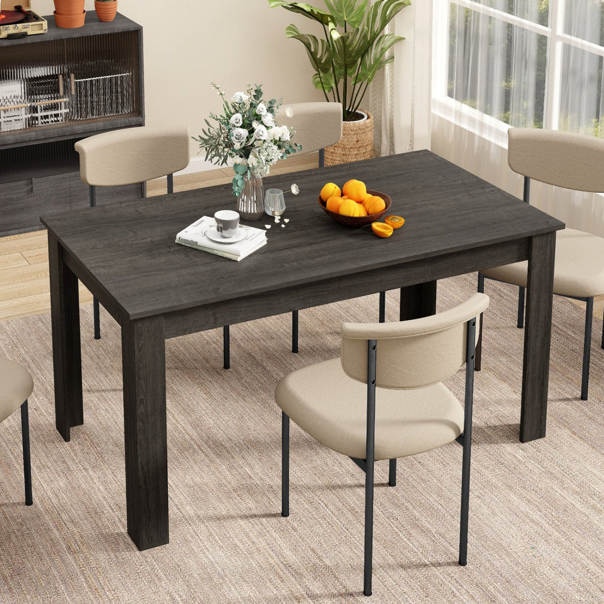 63 Inch Rectangular Modern Dining Kitchen Table-Gray view 2