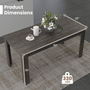 63 Inch Rectangular Modern Dining Kitchen Table-Gray view 4