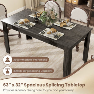 63 Inch Rectangular Modern Dining Kitchen Table-Gray view 5