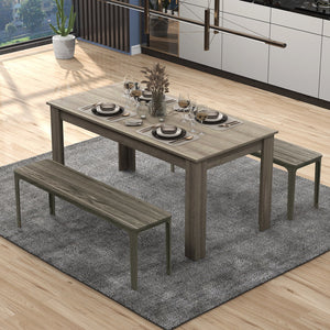 63 Inch Rectangular Modern Dining Kitchen Table-Light Gray view 2