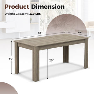 63 Inch Rectangular Modern Dining Kitchen Table-Light Gray view 5