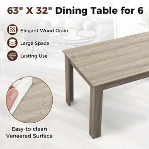 63 Inch Rectangular Modern Dining Kitchen Table-Light Gray view 7