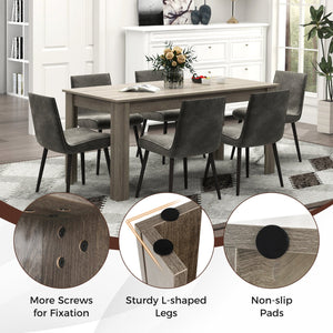 63 Inch Rectangular Modern Dining Kitchen Table-Light Gray view 9
