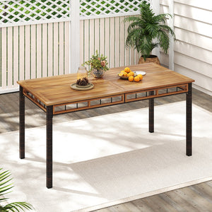 63 inches Outdoor Dining Table with Acacia Wood Slatted Tabletop view 2