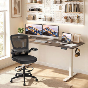 63 x 24 Inch Height Adjustable Sit Stand Computer Desk with 3 Memory Presets-Grey view 2