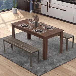 63 Inch Rectangular Modern Dining Kitchen Table-Walnut view 2