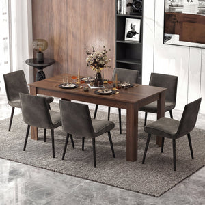 63 Inch Rectangular Modern Dining Kitchen Table-Walnut view 3
