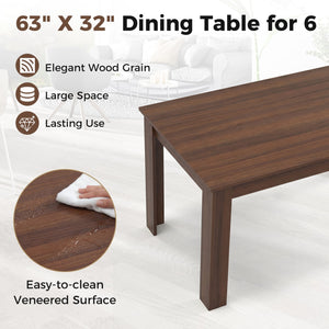 63 Inch Rectangular Modern Dining Kitchen Table-Walnut view 7