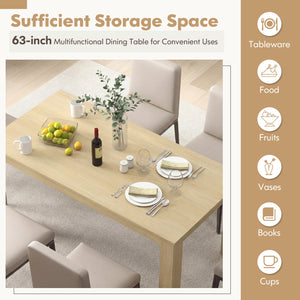 63 Inch Rectangular Modern Dining Kitchen Table-Oak view 7