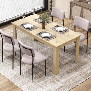 63 Inch Rectangular Modern Dining Kitchen Table-Oak view 2