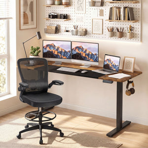 63 x 24 Inch Height Adjustable Sit Stand Computer Desk with 3 Memory Presets-Rustic Brown view 2