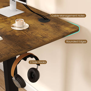63 x 24 Inch Height Adjustable Sit Stand Computer Desk with 3 Memory Presets-Rustic Brown view 7