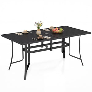 63 inches x 33 inches Rectangle Metal Patio Dining Table for 6-Black view 4