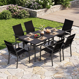 63 inches x 33 inches Rectangle Metal Patio Dining Table for 6-Black view 2
