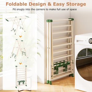 64 Inches Clothes Drying Rack with Height Adjustable Wings-Beige view 9