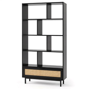 64 inch 6-Tier Tall Wooden Bookcase with 8 Open Cubes-Black view 4