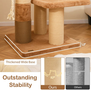 65 Inches Tall Cat Tree with Self-groomer and Removable Cat Bed-Coffee view 9