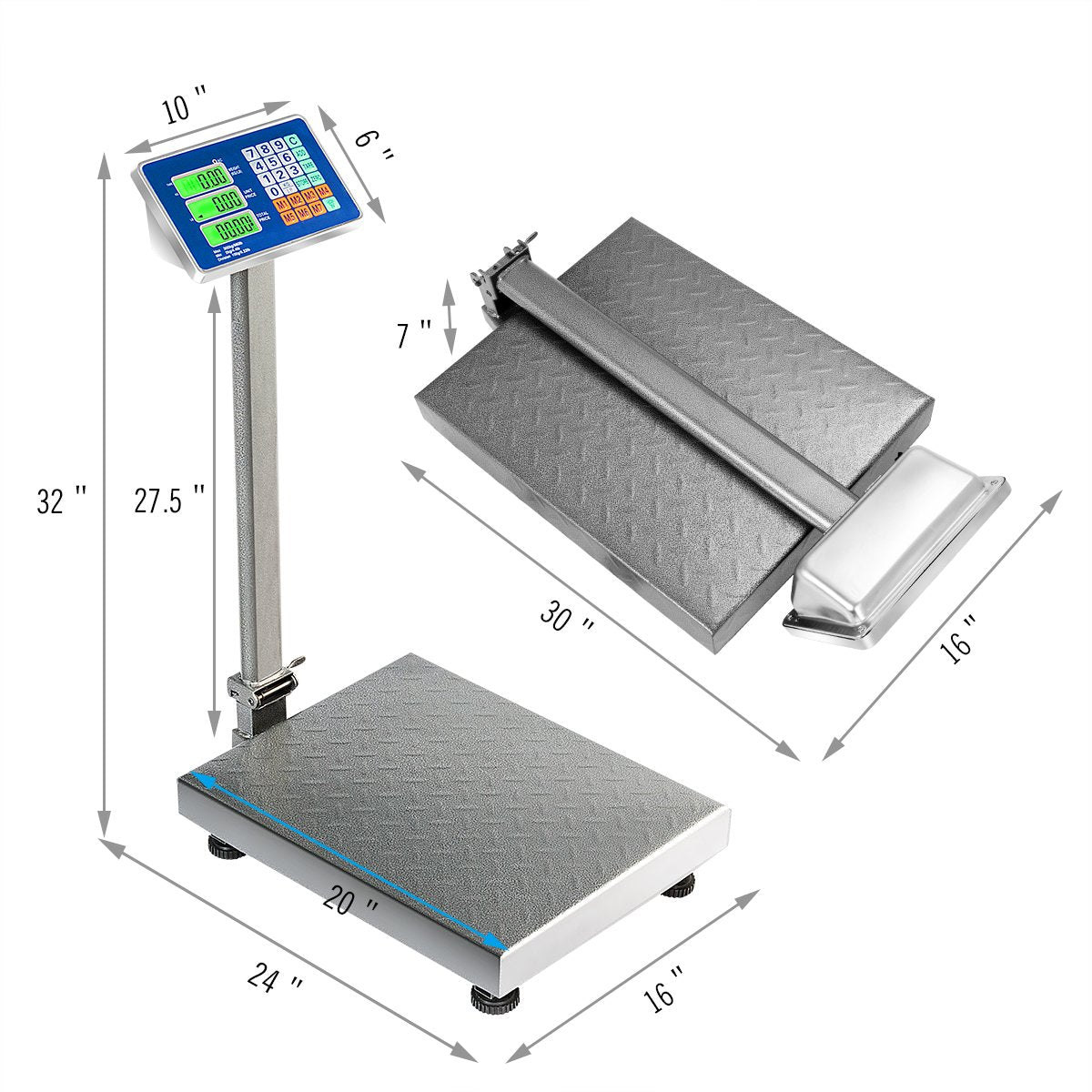 660 lbs Weight Platform Scale Digital Floor Folding Scale view 2