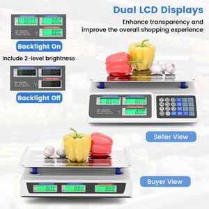 66lb Price Computing Scale Commercial Food Scale with Dual LCD Displays view 5