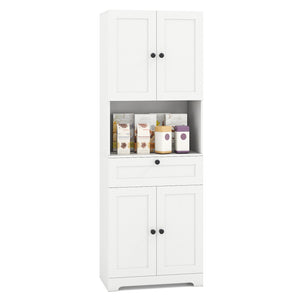 67.5 Inch Tall Modern Freestanding Floor Storage Cabinet with 4 Doors and 1 Drawer-White
