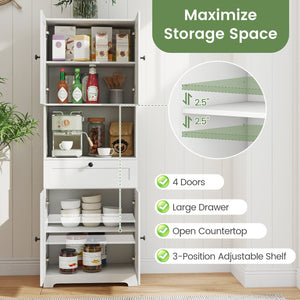 67.5 Inch Tall Modern Freestanding Floor Storage Cabinet with 4 Doors and 1 Drawer-White view 9