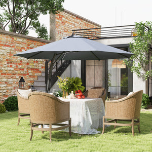 11FT Patio Umbrella, Cantilever Umbrella with 8 Ribs, 360° Rotation, Easy Adjustment for Garden, Deck, UPF 50+, Grey