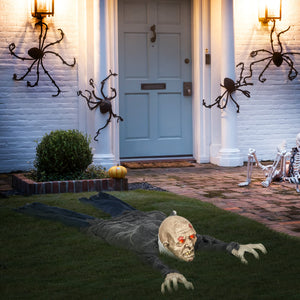 55.9 Inch/4.7ft Life Size Outdoor Halloween Decoration Hanging Mummy with Spider Web, Animated Prop Decor with Sound and Motion Activated, Light Up Eyes, Creepy Sound