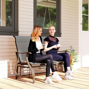 2-Person Outdoor Glider Chair, Patio Glider Rocking Chair with Mesh Seat and Backrest – view 14