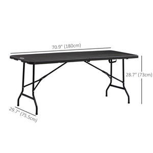 Foldable Patio Dining Table for 6, Rectangular Outdoor Table for Garden Lawn Backyard, Dark Grey