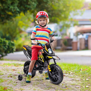 Qaba 12V Aprilia Licenced Kids Electric Motorcycle, Battery-Powered Dirt Bike with Training Wheels for Aged 3-8
