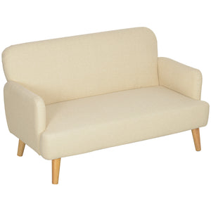 Velvet Feel Fabric 2 Seater Sofa, Small Sofa Loveseat with 8.3" Thick Padding and Wood Legs, Black – view 8