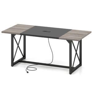6FT Conference Table with Power Outlets Seats 6-8 People for Office-Natural view 4