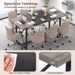 6FT Conference Table with Power Outlets Seats 6-8 People for Office-Natural view 7