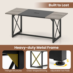 6FT Conference Table with Power Outlets Seats 6-8 People for Office-Natural view 8