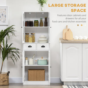 61" Kitchen Pantry Cabinet, Freestanding Farmhouse Buffet Storage Cabinet with Soft Close Glass Doors and – view 10
