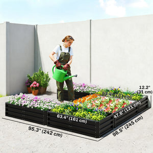 Steel Raised Garden Bed, Set of 5 Large Box Planters for Outdoor Plants Vegetables Flowers Herbs, 8x8x1ft – view 2