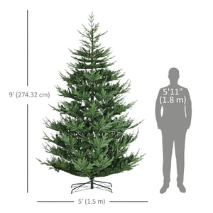 9ft Artificial Christmas Tree with Metal Base, Xmas Tree