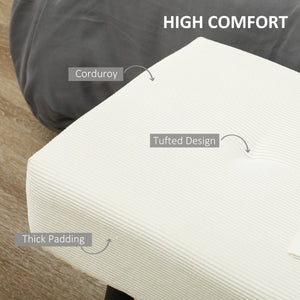 39" Upholstered Ottoman Bench, Corduroy Entryway Bedroom Bench with Padded Seat and Steel Legs for Bedroom – view 3
