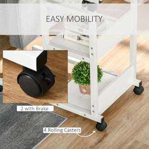 Mobile Standing Desk, Adjustable Height 31.5 inch Stand Up Desk with Wheels for Home Office, White