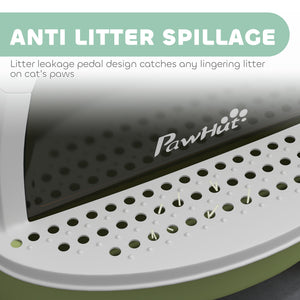 Cat Litter Box with Lid, Front Door Flap, Scoop, Handle, Easy Clean, for Small and Medium Cats, Green – view 5
