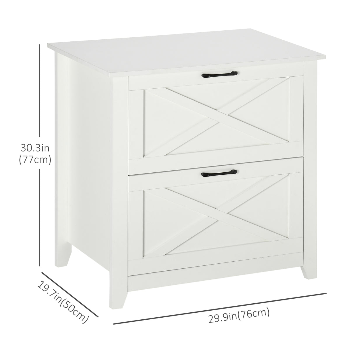 Vertical File Cabinet with Hanging Bars for A4 Size for Home Office, 29.9"x 19.7"x 30.3", White
