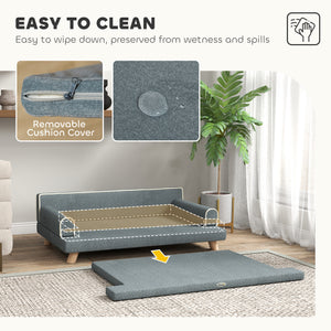 Elevated Dog Sofa Bed, Cat Couch with Cushion, Washable Cover, Wooden Legs, for Medium & Large Dogs – view 4