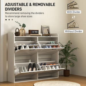 Narrow Shoe Storage Cabinet with 4 Flip Drawers, Adjustable Shelves, 16 Pair Farmhouse Shoe Cabinet – view 11
